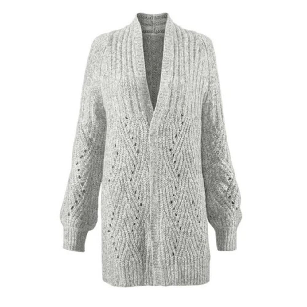 Cabi NWT 3472 Cathedral Cardigan Gray Chunky Knit Open Layering Sweater